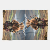 Schottischer Highland Cow Dudelsackpfeifer,  Geschirrtuch (Horizontal)