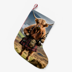 Schottischer Highland Cow Dudelsackpfeifer, Kleiner Weihnachtsstrumpf