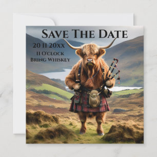 Schottischer Highland Cow Dudelsackpfeifer, Save The Date