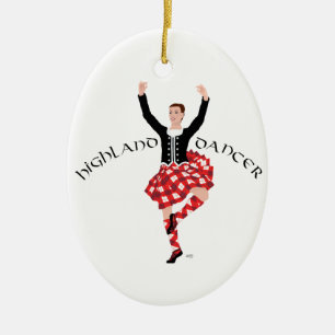Schottischer Highland Fling - Rotes Plaid Keramikornament