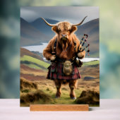 Schottischer Highland-Kuh-Bagpiper, Acrylschild (Neutral)