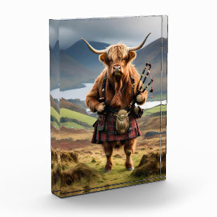 Schottischer Highland-Kuh-Bagpiper,  Fotoblock