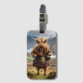 Schottischer Highland-Kuh-Bagpiper, Gepäckanhänger (Vorderseite Vertikal)
