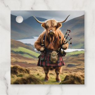Schottischer Highland-Kuh-Bagpiper,  Geschenkanhänger