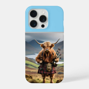 Schottischer Highland-Kuh-Bagpiper, iPhone 15 Pro Hülle