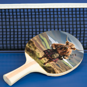 Schottischer Highland-Kuh-Bagpiper, Tischtennis Schläger