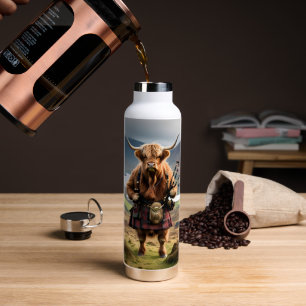 Schottischer Highland-Kuh-Bagpiper, Trinkflasche