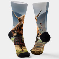 Schottischer Hochland-Kuh-Bagpiper, Crew Socks