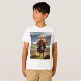 Schottischer Hochland Kuh Bagpiper, Kids Tshirt
