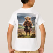 Schottischer Hochland Kuh Bagpiper, Kids Tshirt (Rückseite)