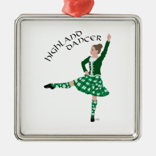 Schottischer Hochlandtänzer - Grün Silbernes Ornament