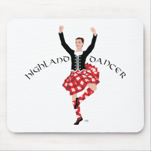 Schottischer Hochlandtänzer Rot und Schwarz Mousepad