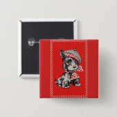 Schottischer Hund der 1950er Jahre in Rot Button (Vorne & Hinten)