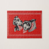 Schottischer Hund der 1950er Jahre in Rot Puzzle (Horizontal)