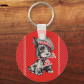 Schottischer Hund der 1950er Jahre in Rot Schlüsselanhänger (Vorderseite)