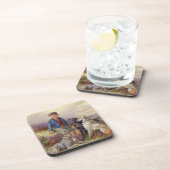 Schottischer Junge mit Wolfhounds in einem Getränkeuntersetzer (Rechte Seite)