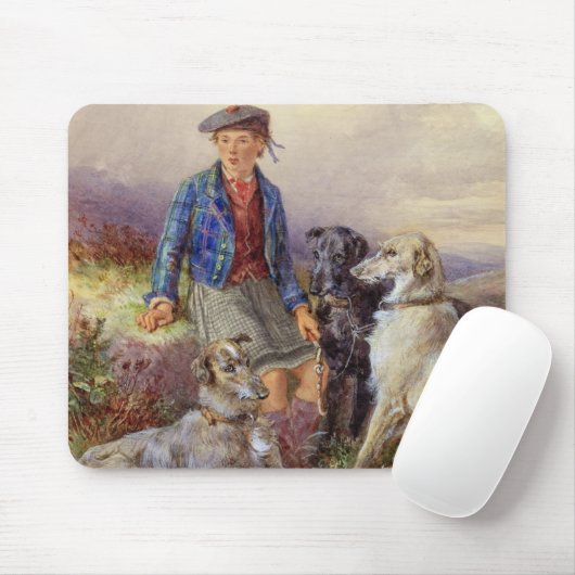 Schottischer Junge mit Wolfhounds in einem Mousepad (Mit Mouse)