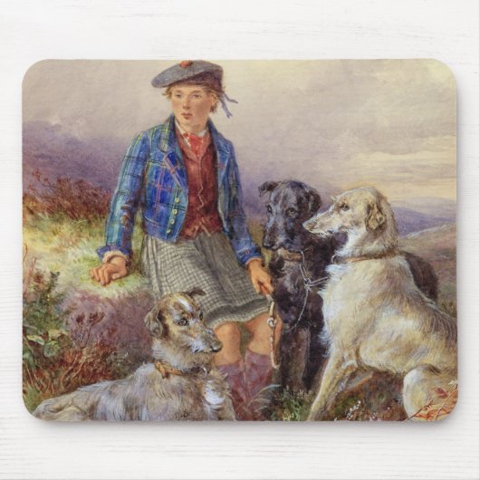 Schottischer Junge mit Wolfhounds in einem Mousepad (Vorne)