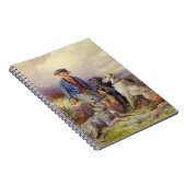 Schottischer Junge mit Wolfhounds in einem Notizblock (Rechte Seite)