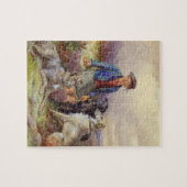 Schottischer Junge mit Wolfhounds in einem Puzzle (Horizontal)