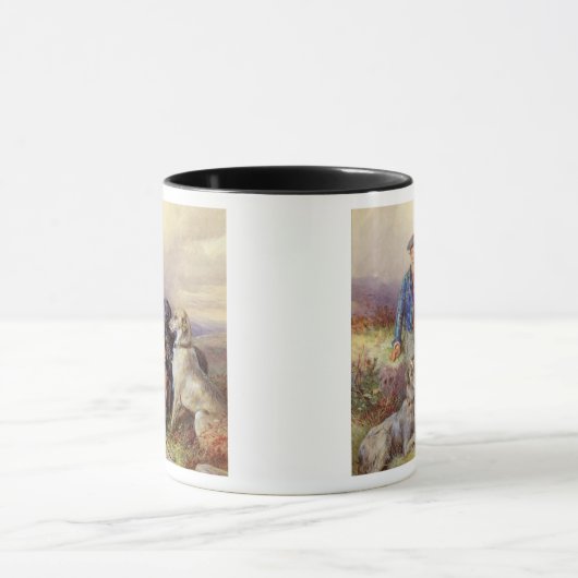 Schottischer Junge mit Wolfhounds in einem Tasse (Zentrum)