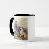 Schottischer Junge mit Wolfhounds in einem Tasse (Vorderseite Links)