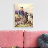 Schottischer Junge mit Wolfhunden in einem Hochlan Leinwanddruck (Insitu (Wohnzimmer))