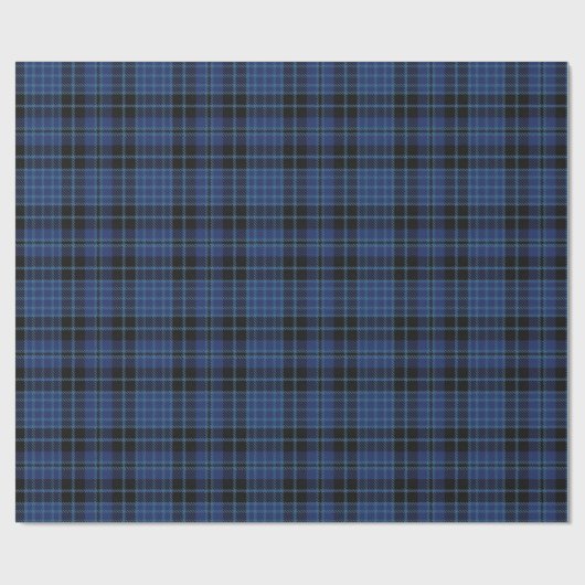 Schottischer Klerusblauer Schwarz-weißer Tartan Geschenkpapier (Flach)