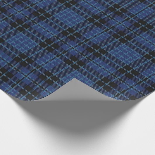 Schottischer Klerusblauer Schwarz-weißer Tartan Geschenkpapier (Ecke)