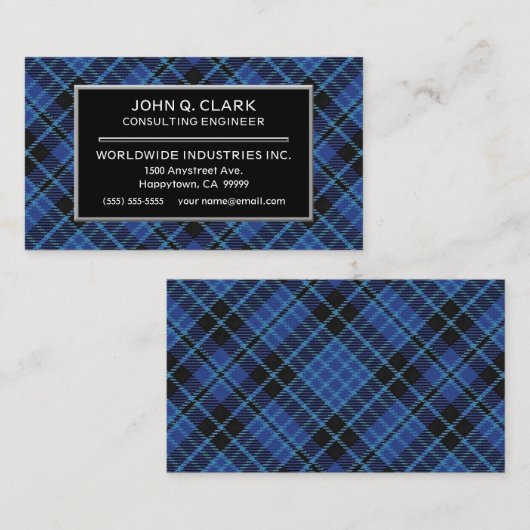 Schottischer Klerusblauer Tartan kariert Visitenkarte (Vorne/Hinten)