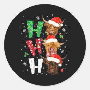 Schottischer Kuhdruck Ho Ho Ho Weihnachts-Pyjamas Runder Aufkleber