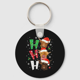 Schottischer Kuhdruck Ho Ho Ho Weihnachtsschlafanz Schlüsselanhänger