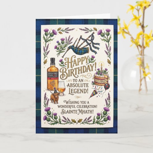 Schottischer Legenden-Geburtstag Karte (Gelbe Blume)