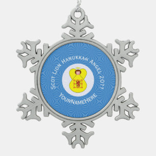 Schottischer Löwe Rampant Engel Chanukka-Flagge Pe Schneeflocken Zinn-Ornament
