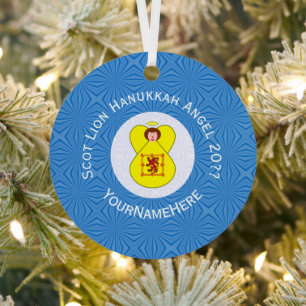Schottischer Löwe Rampant Engel Hanukkah-Flagge Pe Ornament Aus Metall