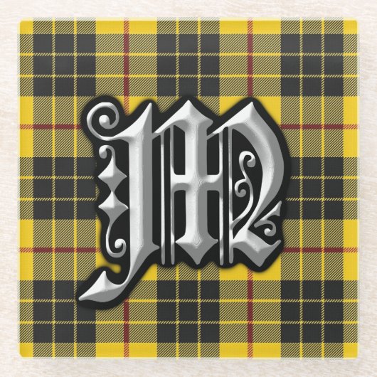 Schottischer MonogrammTartan Clan MacLeod Glasuntersetzer (Vorderseite)