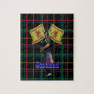 Schottischer Pfeifer auf Tartan Puzzle