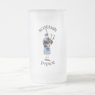 Schottischer Pfeifer - Blau Mattglas Bierglas