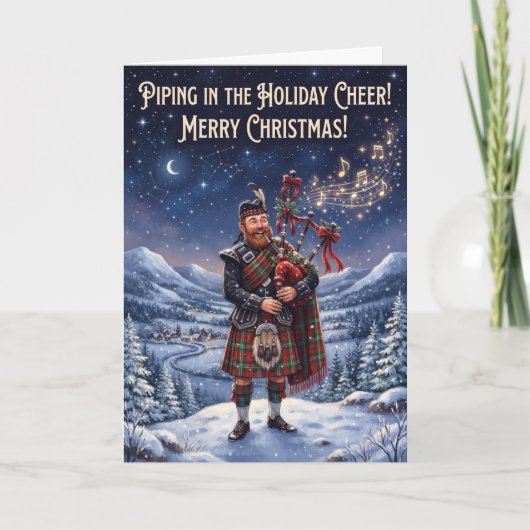 Schottischer Pfeifer Weihnachtskarte Karte (Vorderseite)