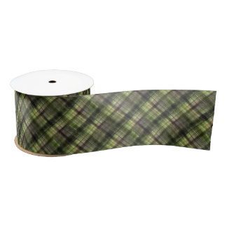 Schottischer Plaid-Tartan grün schwarz klassisch Satinband