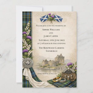 Schottischer Saltire-Distel-Keltischer Knoten-Hoch Einladung