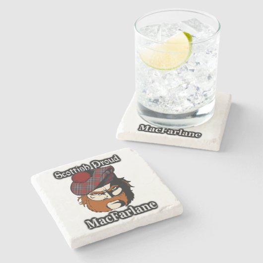 Schottischer stolzer Clan MacFarlane Tartan Steinuntersetzer (Seitenansicht)