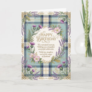 Schottischer Tartan-Distel-Geburtstag Karte