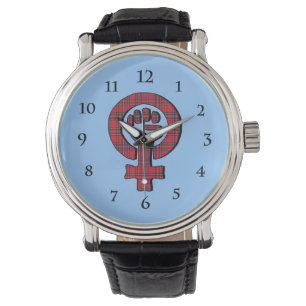 Schottischer Tartan-feministische Uhr