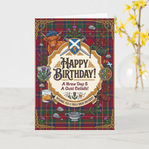 Schottischer Tartan-Geburtstag Karte