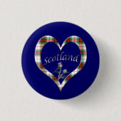 Schottischer Tartan-Herz-Distel-Knopf Button (Vorderseite)