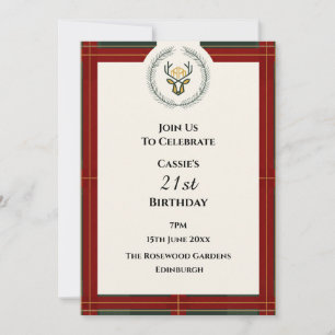 Schottischer Tartan-Hirsch-Geburtstag Elegantes Er Einladung