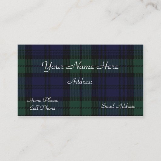 Schottischer Tartan-karierte Geschäfts-Karte Visitenkarte (Vorderseite)
