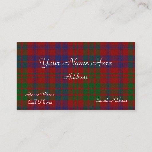 Schottischer Tartan-karierte Geschäfts-Karte Visitenkarte (Vorderseite)