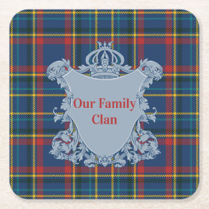Schottischer Tartan-Karo, Name und Wappen Rechteckiger Pappuntersetzer